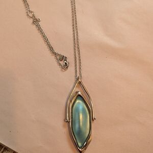 Alexis Bittar Elegant Silver and Blue Pendant Necklace